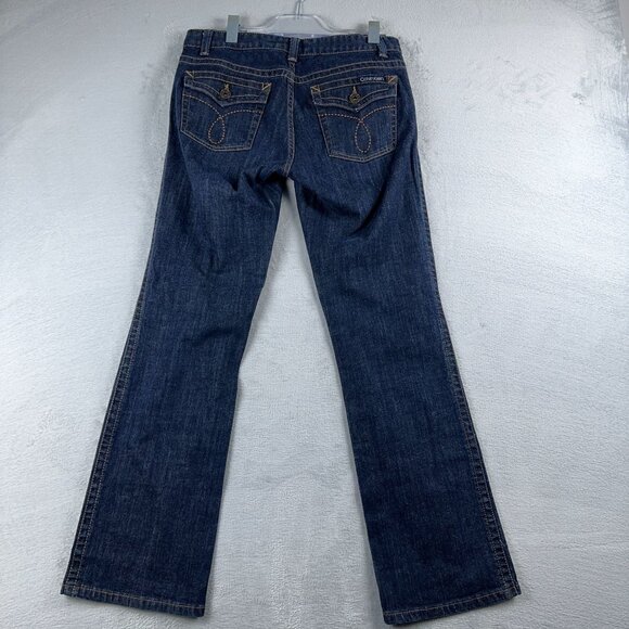 Calvin Klein Flare Boot Cut Jeans Embroidered Back Pockets Womens Blue Size 29/8 - Picture 2 of 11